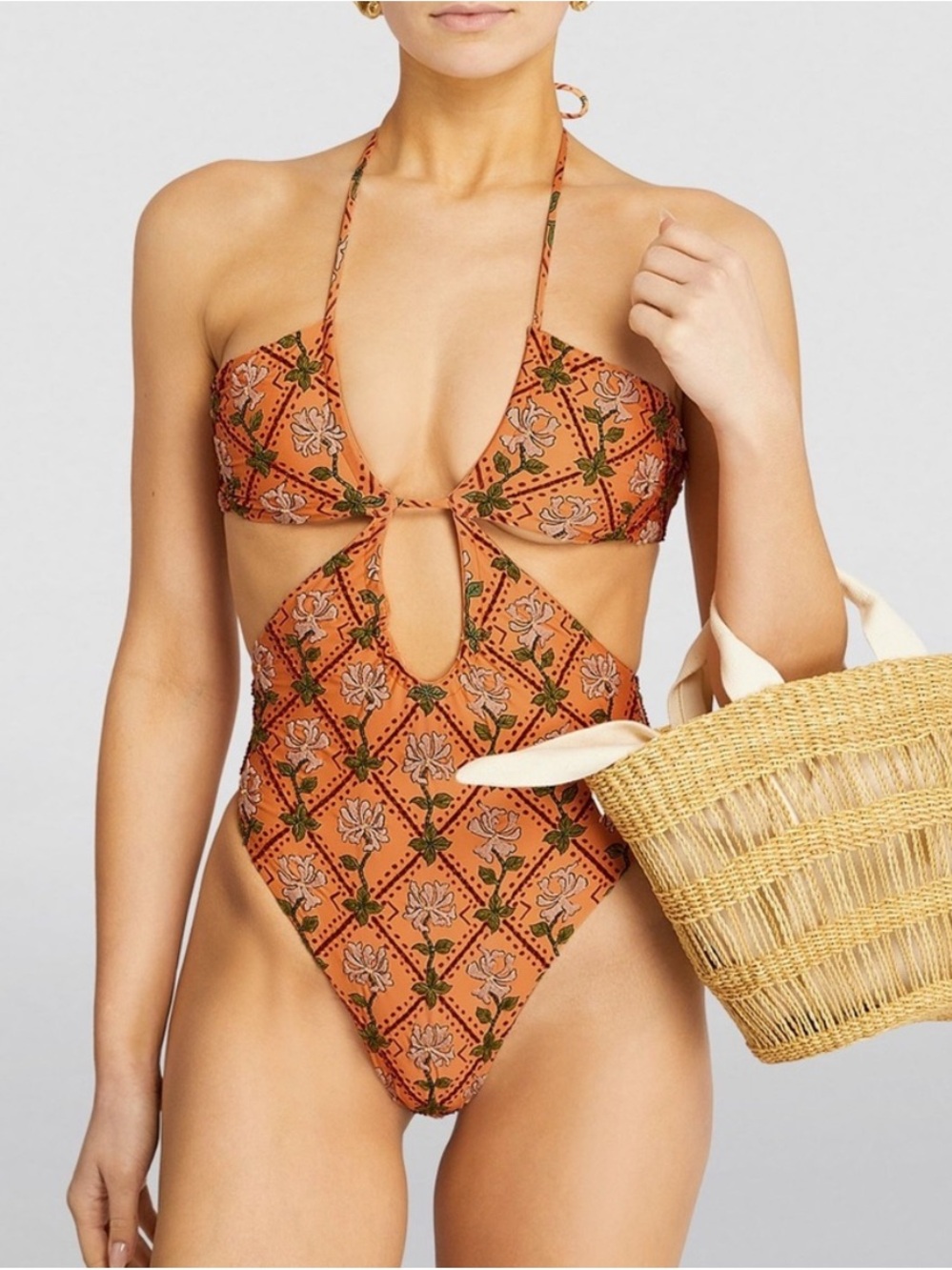 AGUA BY AGUA BENDITA MEJORANA EMBROIDERED ONE PIECE SWIMSUIT 

S